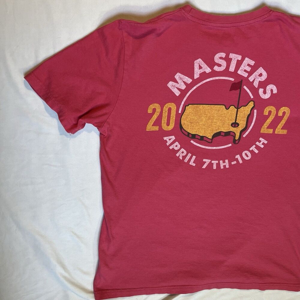 Masters T Shirt Mens L Large 2022 Cotton Golf Augusta National Pink Double Sided - Picture 9 of 9